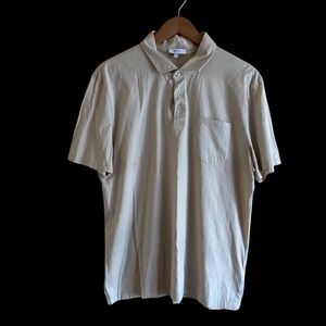 Reiss Elliot Polo Shirt Men XL Cream  Egyption Cotton Contemporary Top Pocket